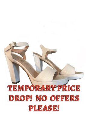 CHINESE LAUNDRY WHITE FAUX LEATHER EMBOSSED PLATFORM HEEL SHOES (9.5)